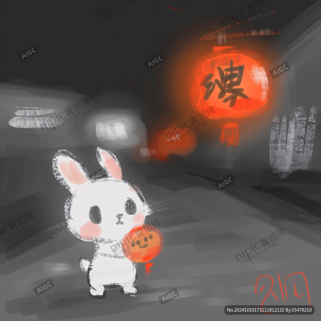 兔年万圣节插画