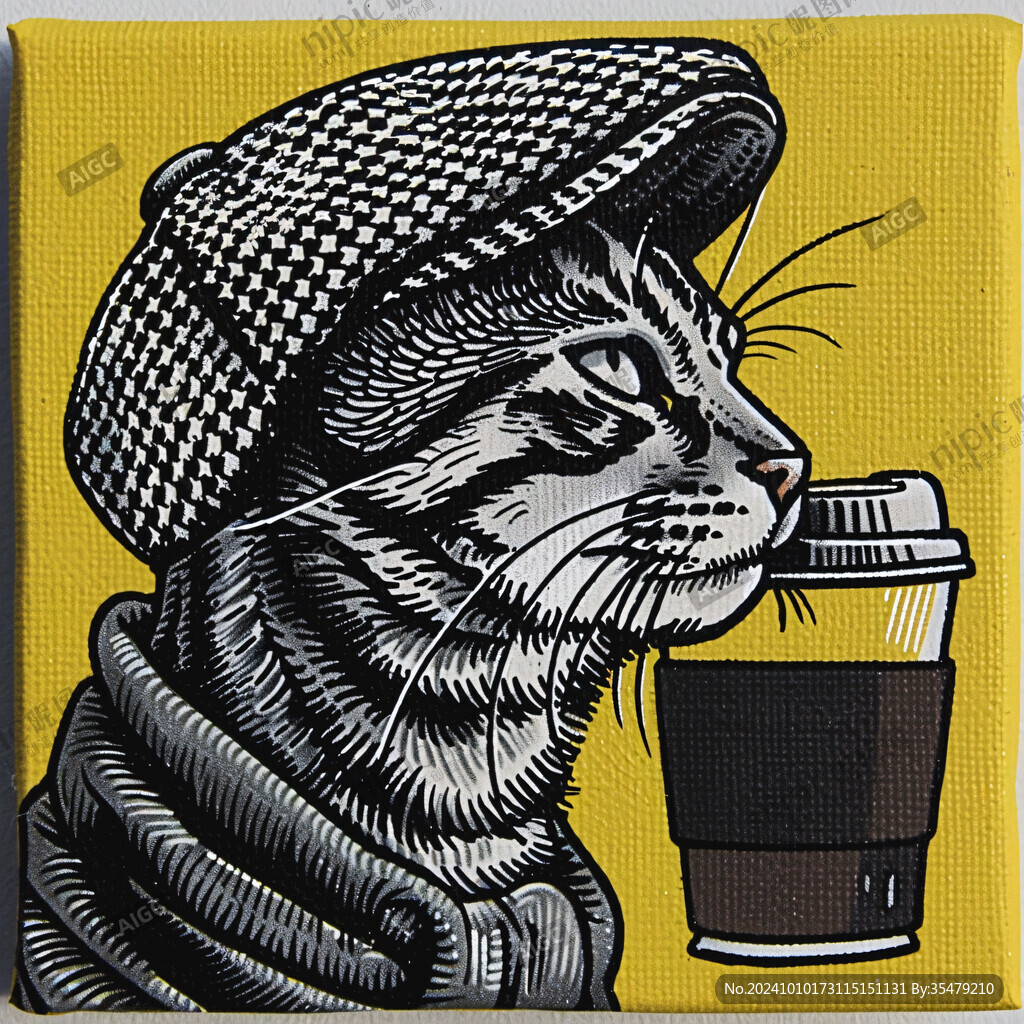 卡通猫咪杯垫