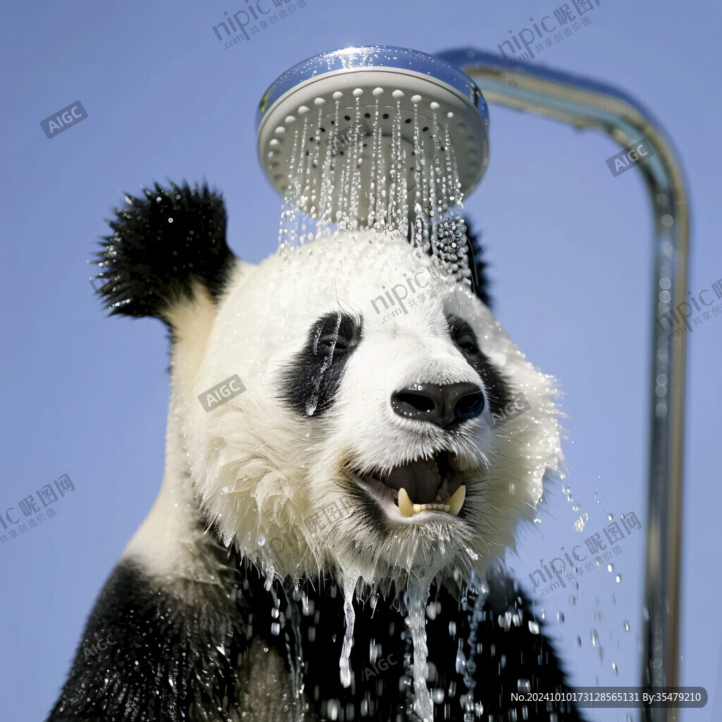 洗澡的熊猫