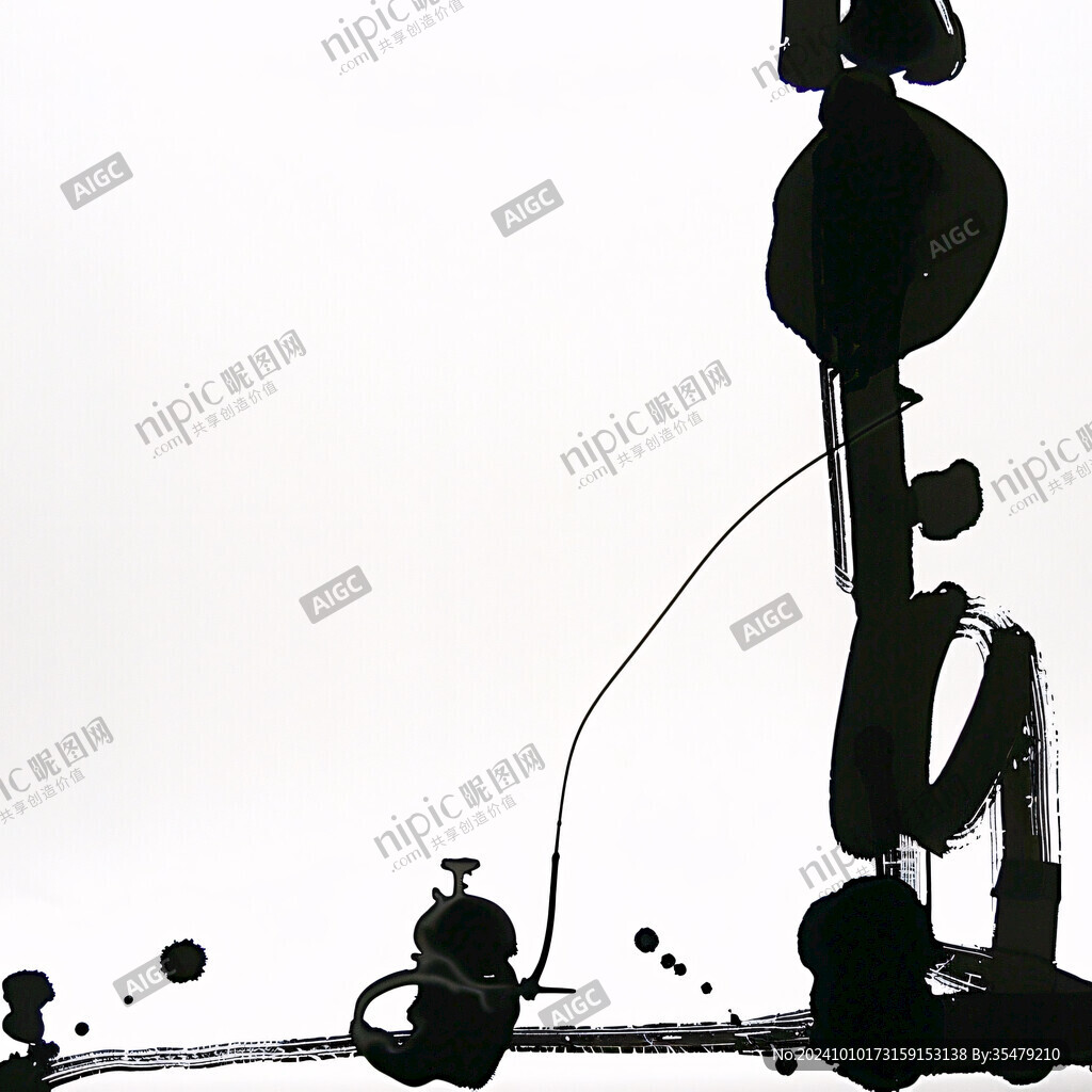 中国倒影水墨抽象画