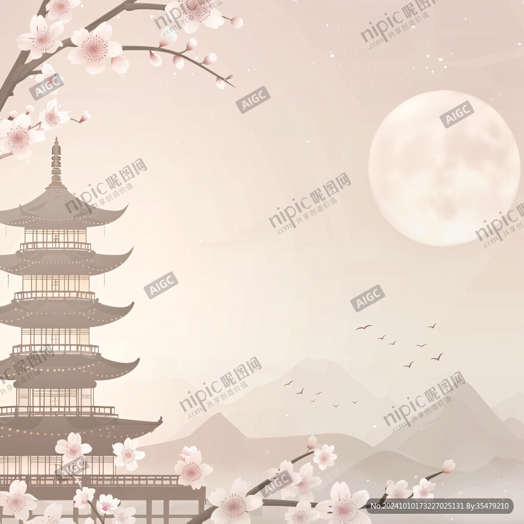 赏樱楼插画
