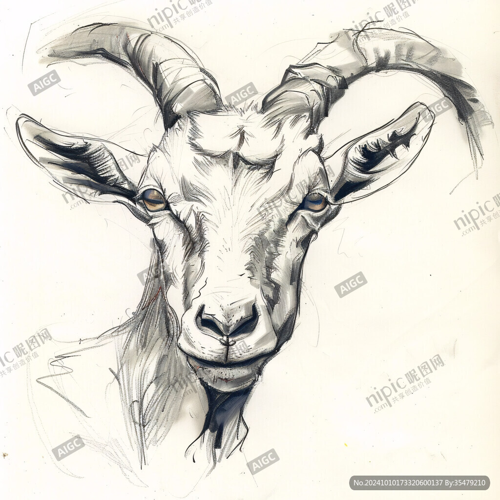 手绘山羊工作室装饰画