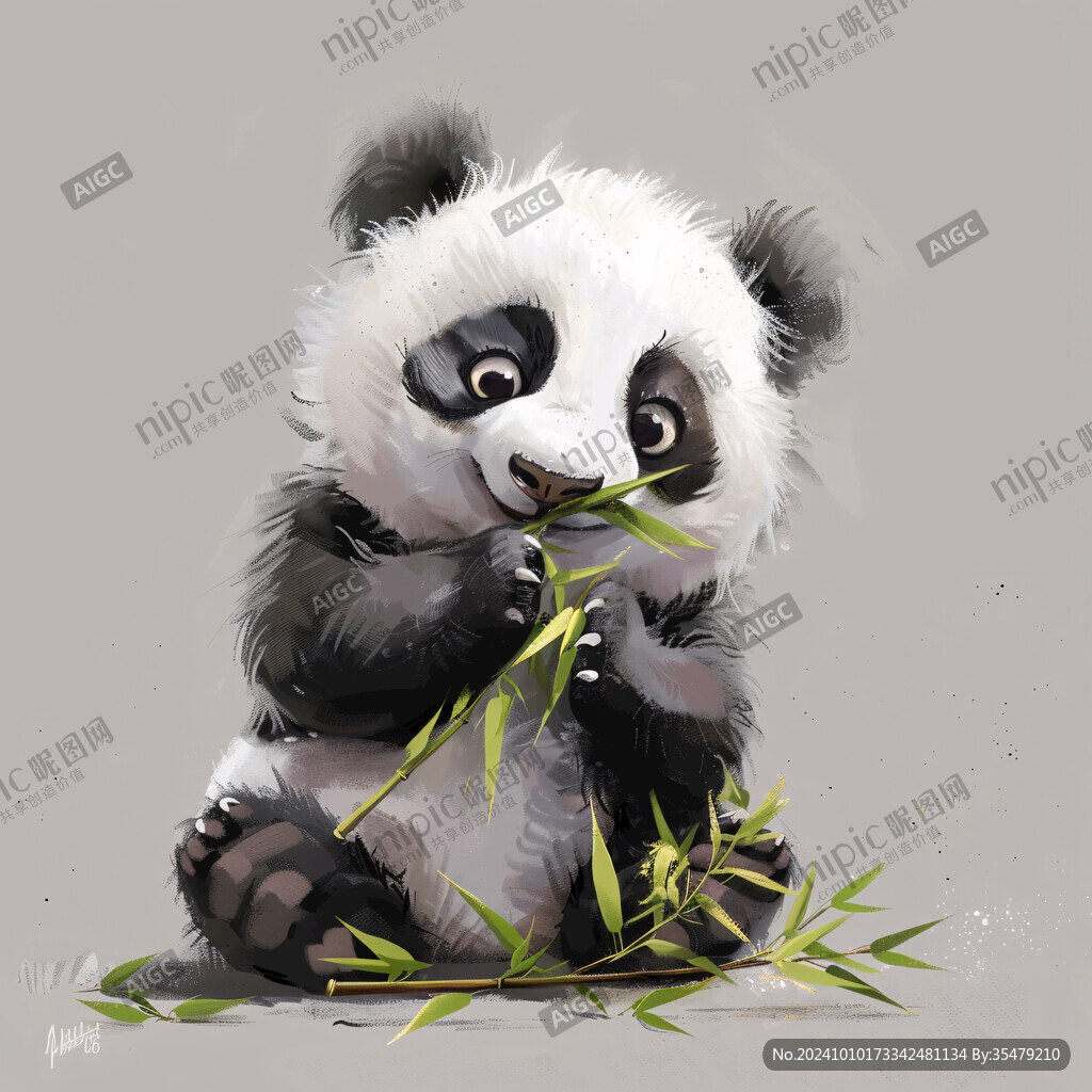 写实熊猫插画