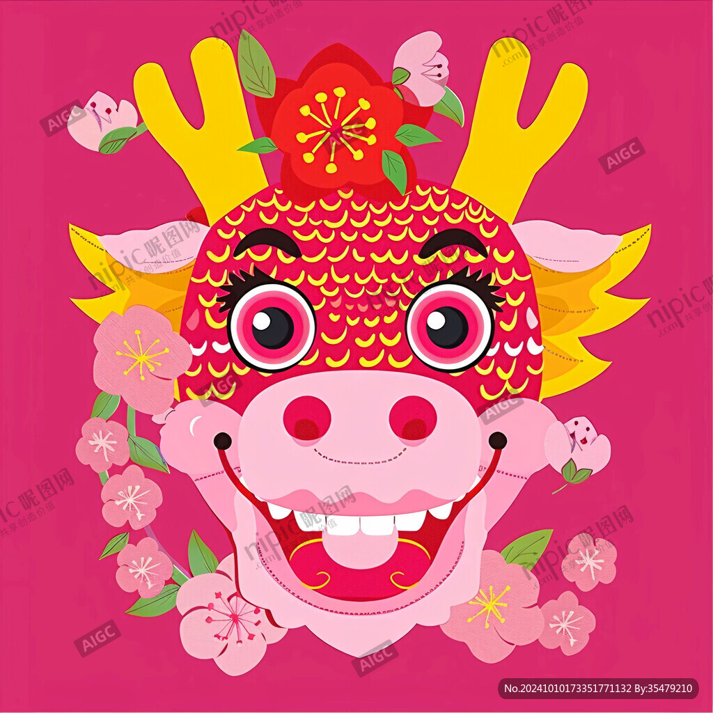 小牛舞狮插画
