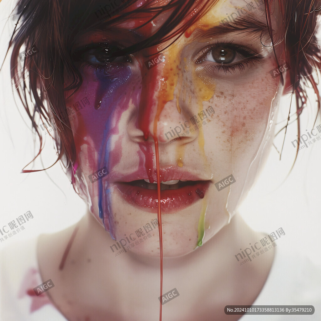 人脸色块拼接装饰画