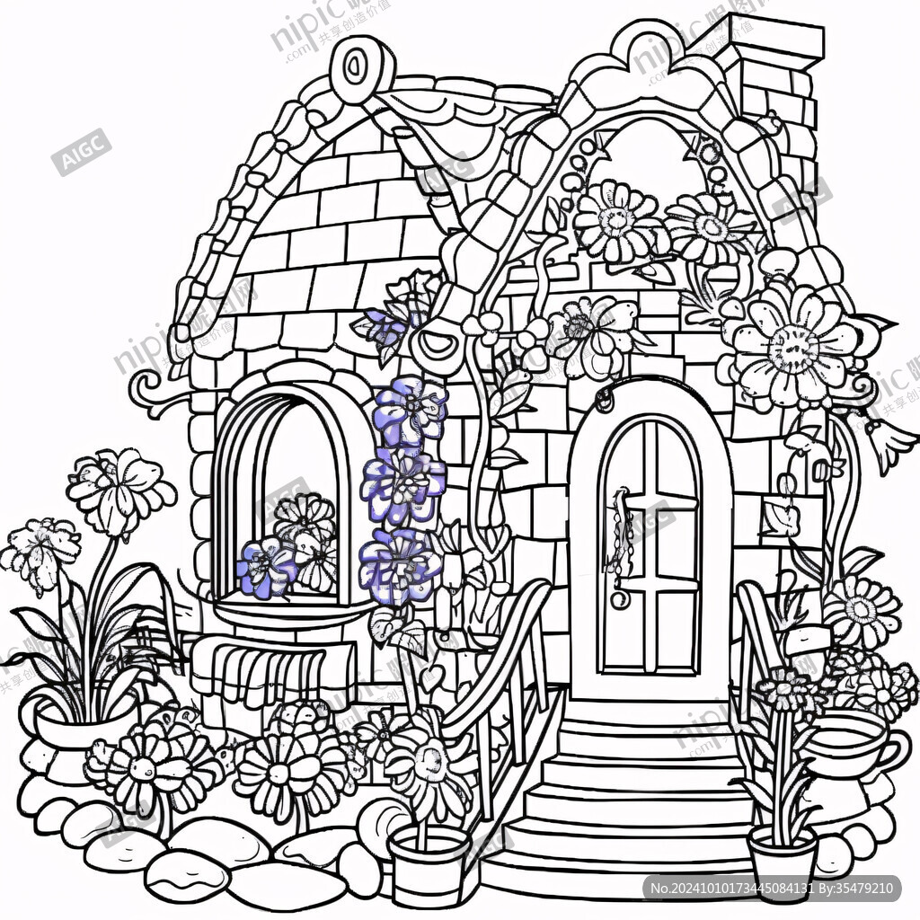 墙角的花园花园插画