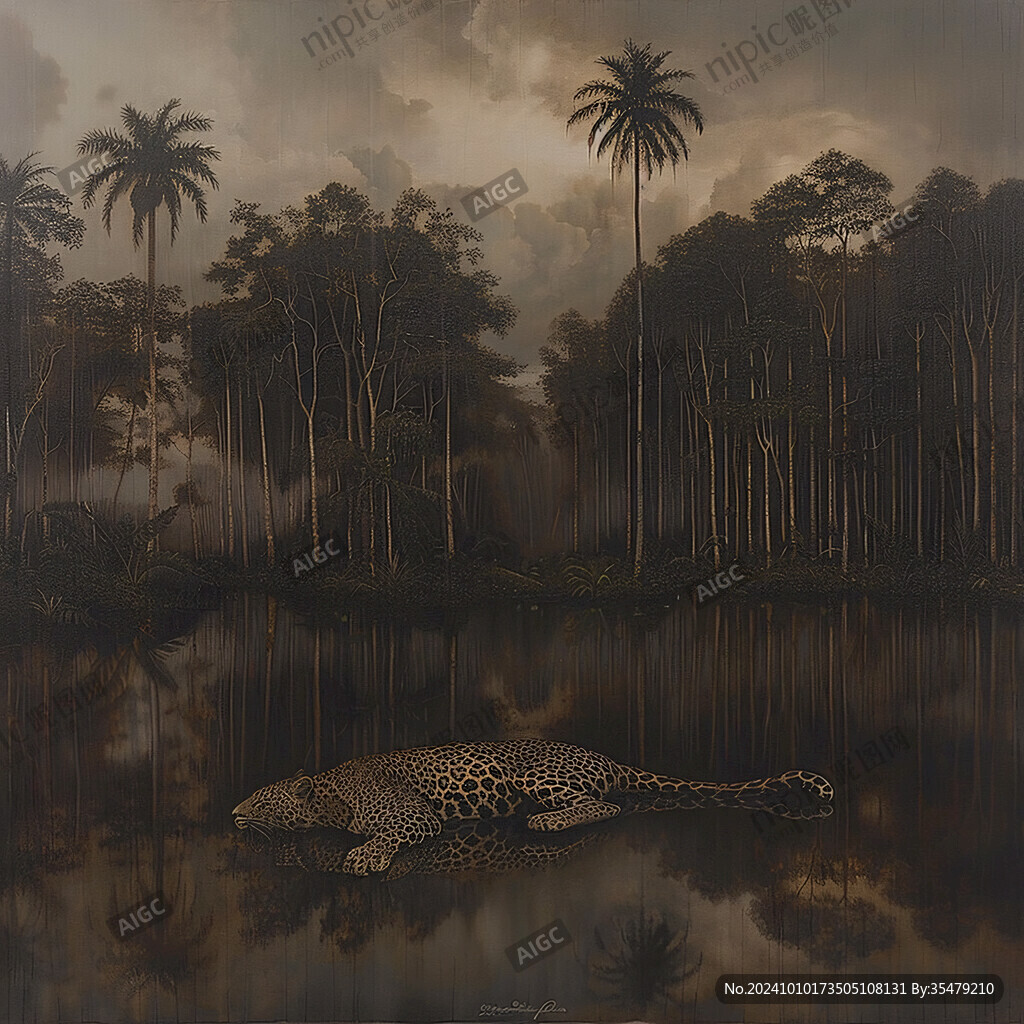 爬行动物油画