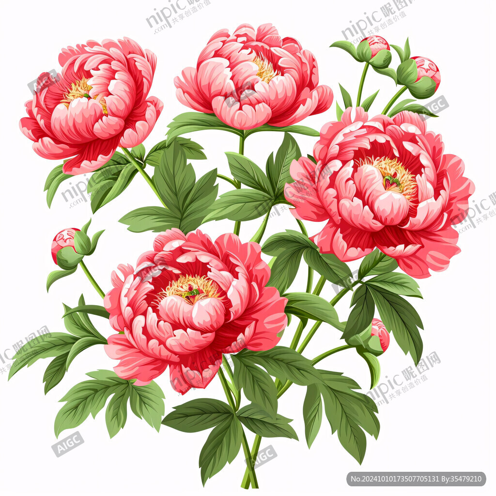 手绘立体牡丹花卉