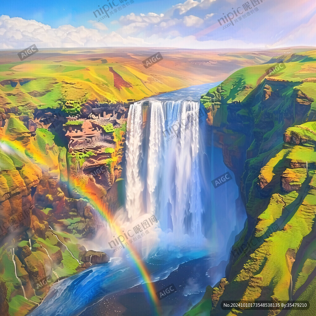 黄河瀑布插画