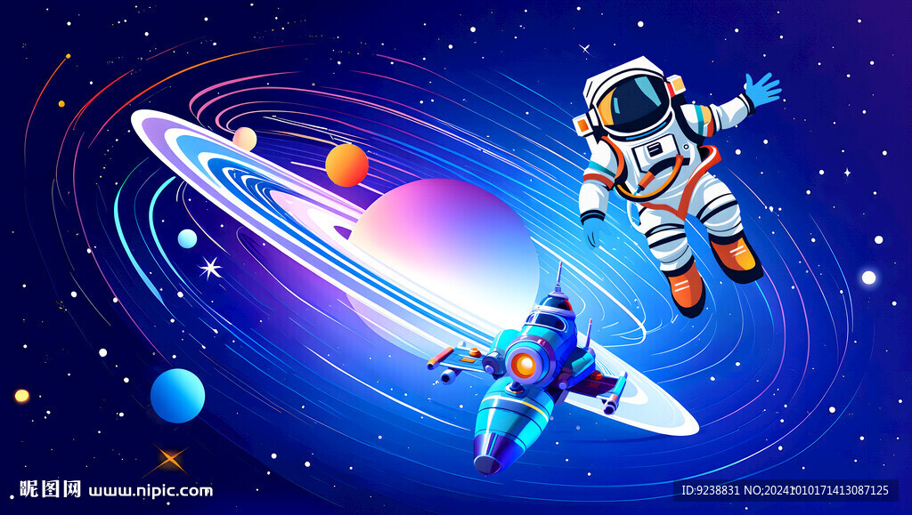 卡通宇宙星空宇航员