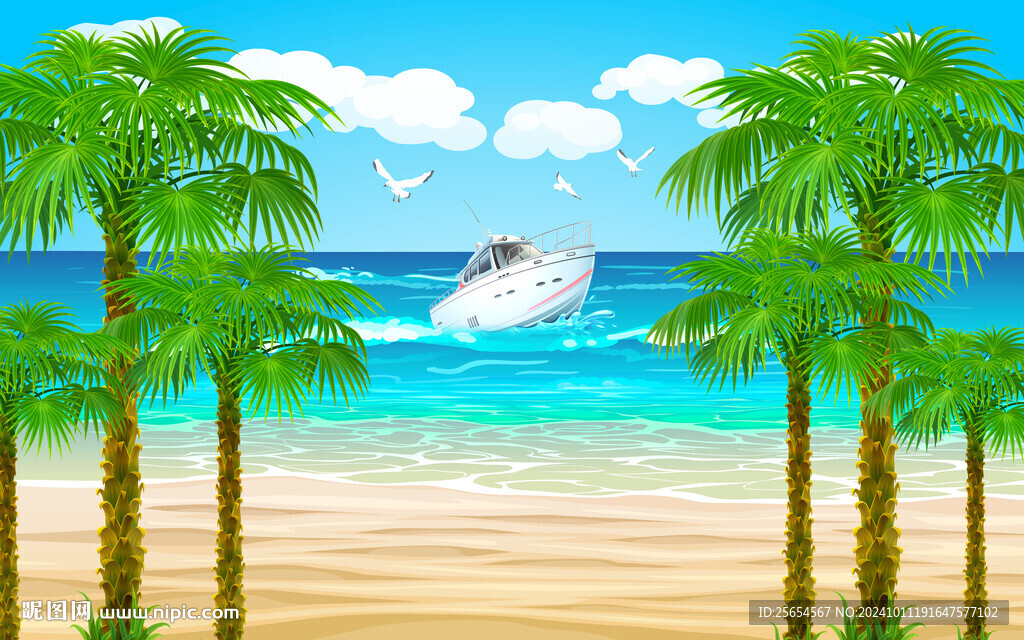 海景卡通儿童房小孩房装饰画