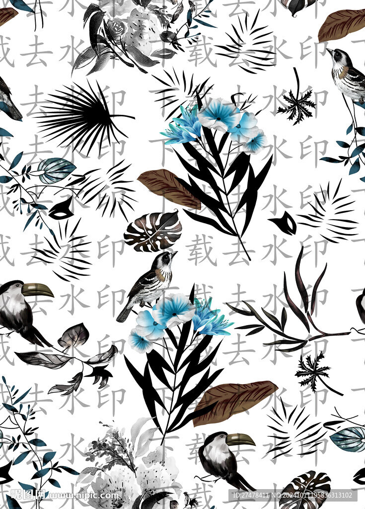 手绘花 鸟