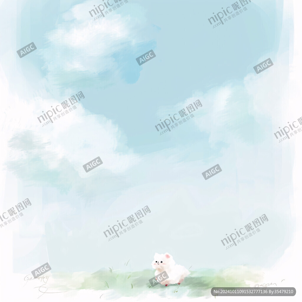 插画蓝天白云