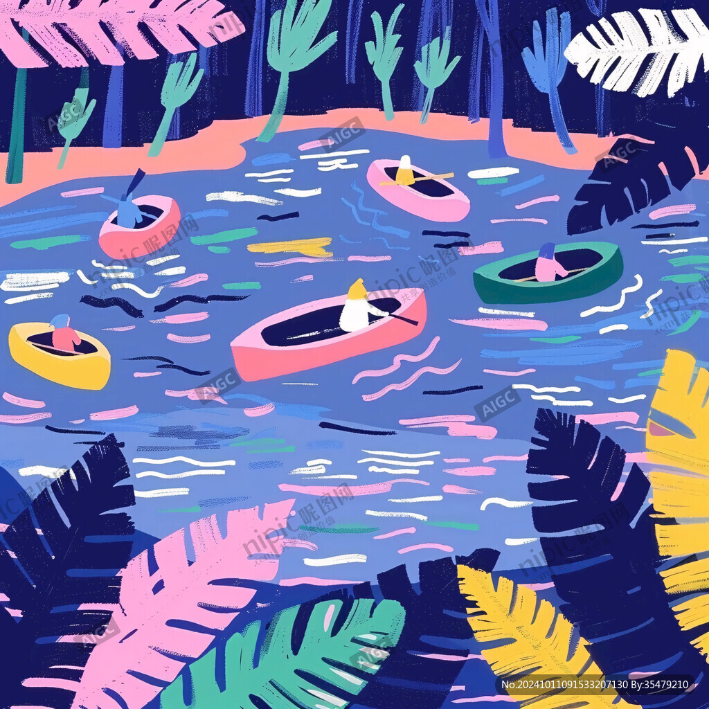 扁平丛林插画