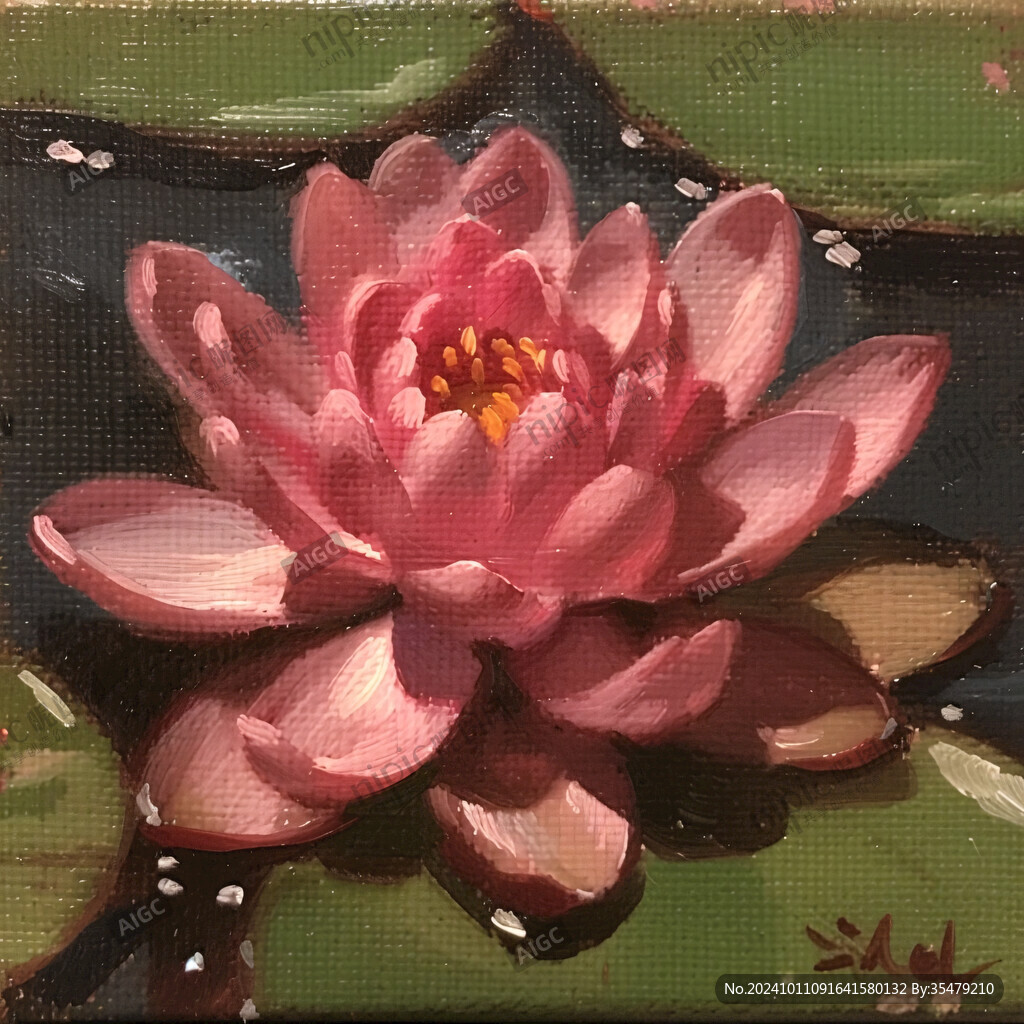 写实油画荷花