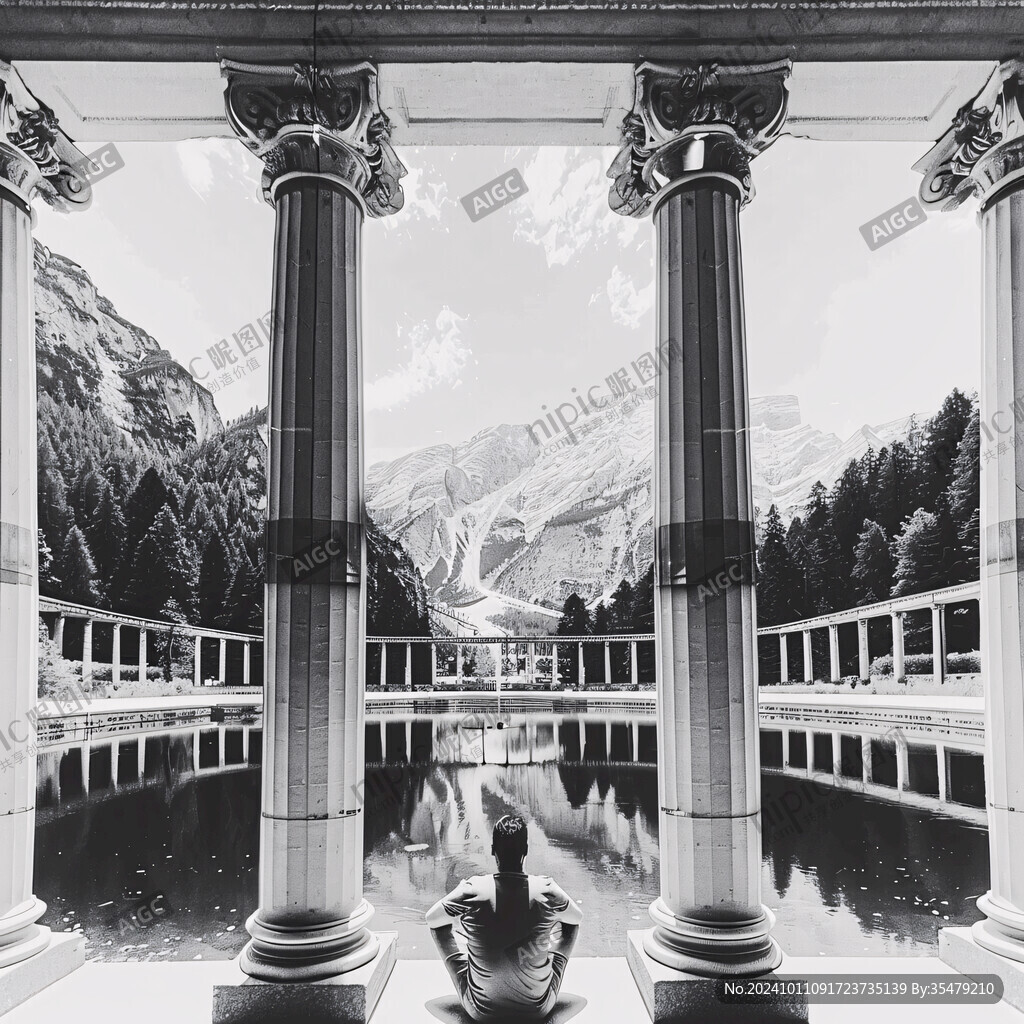 山水深渊建筑立体画