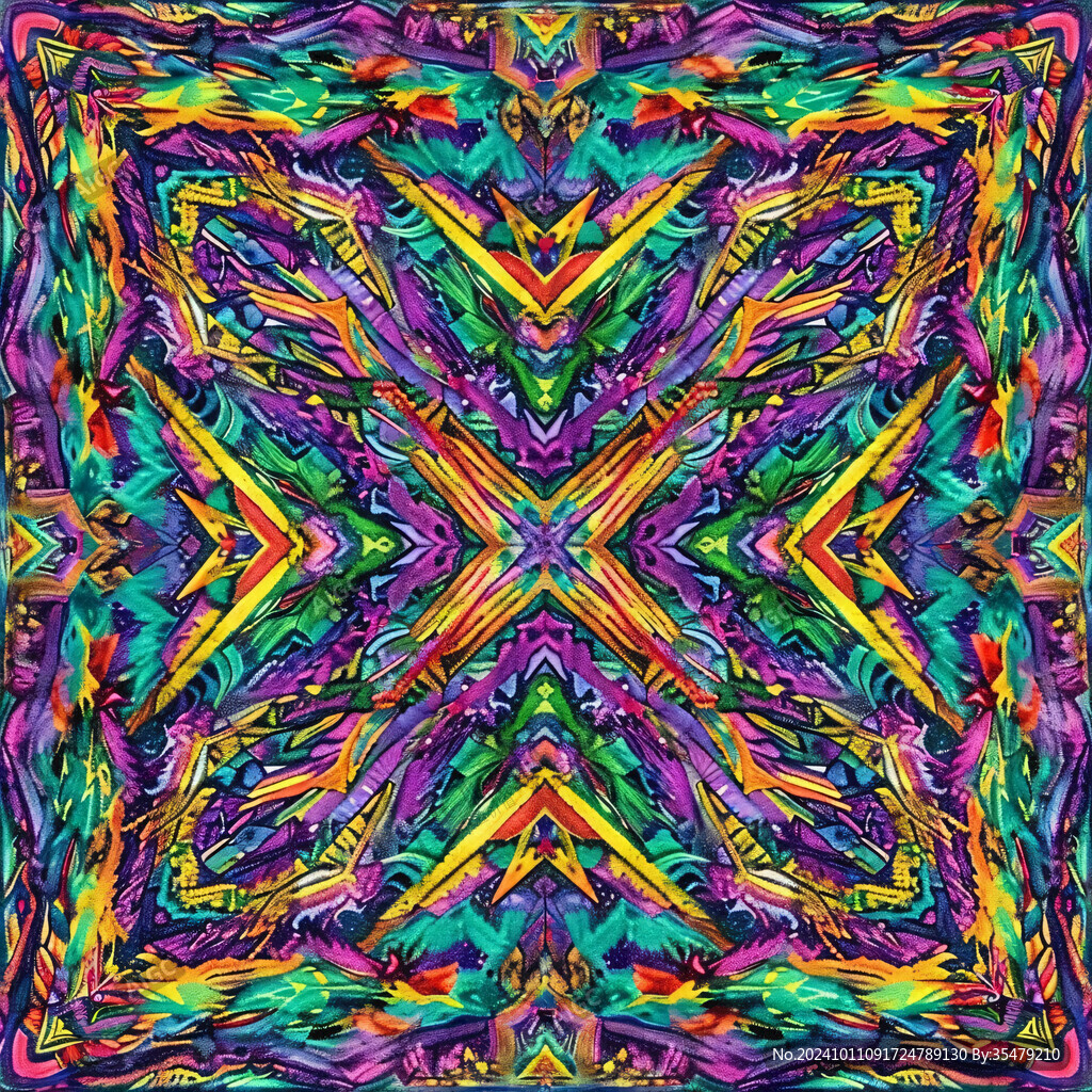 彩色丝巾地面艺术图案