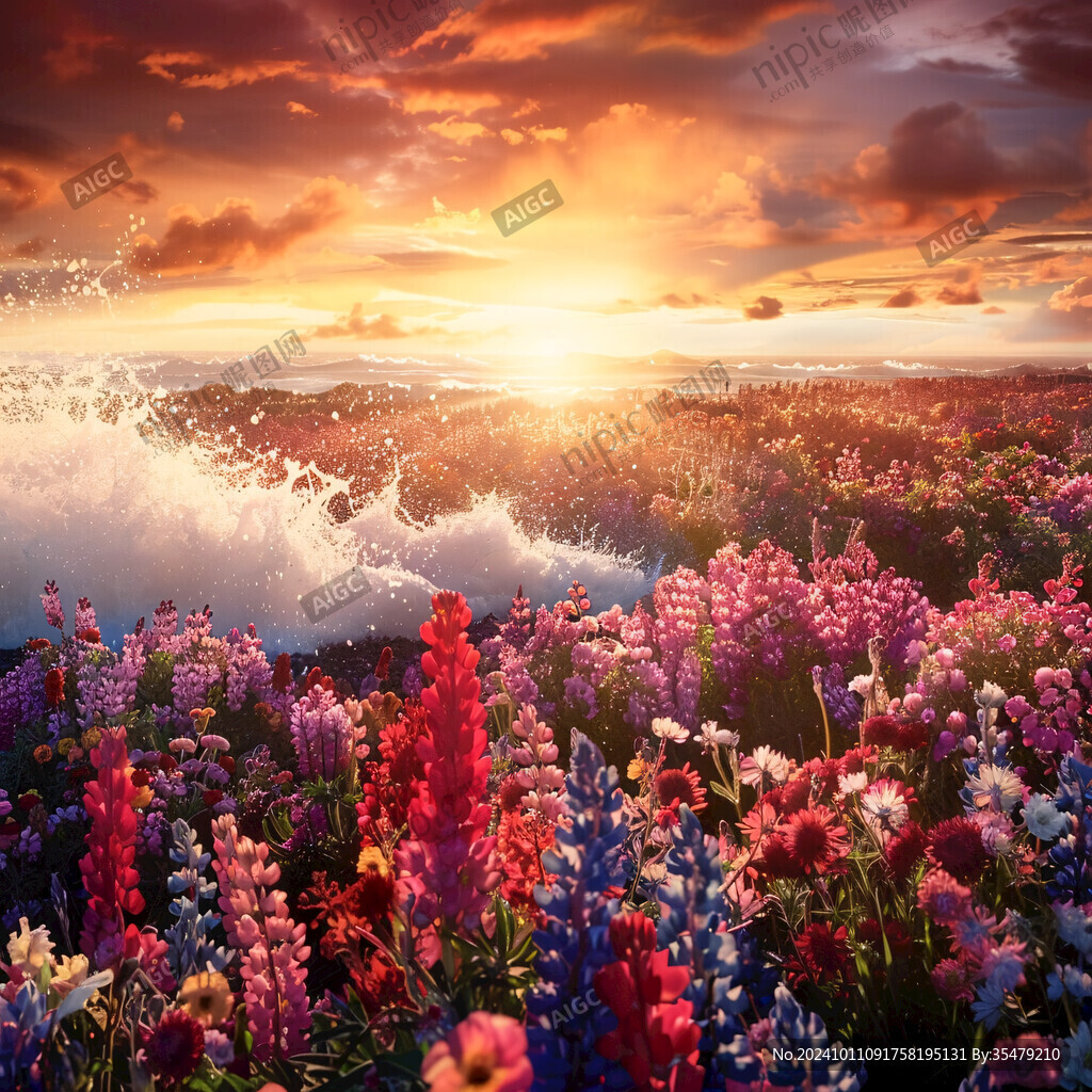 唯美梦幻花田场景