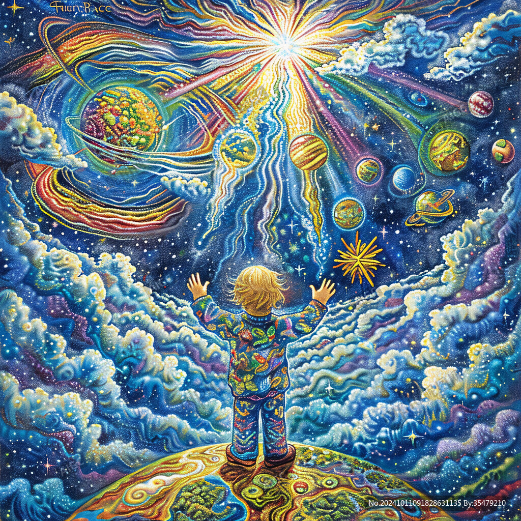 彩绘科学幻想插图手绘