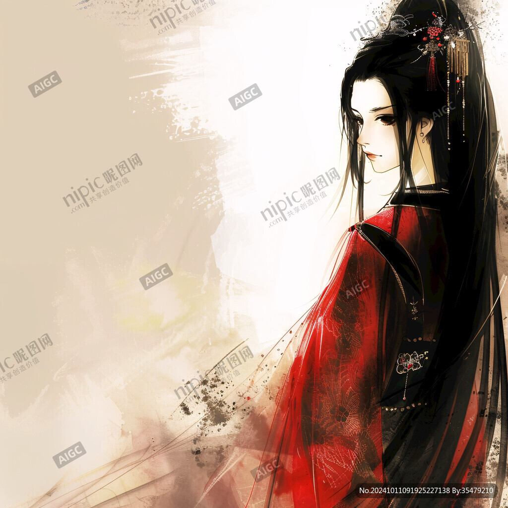红衣少女设计古风