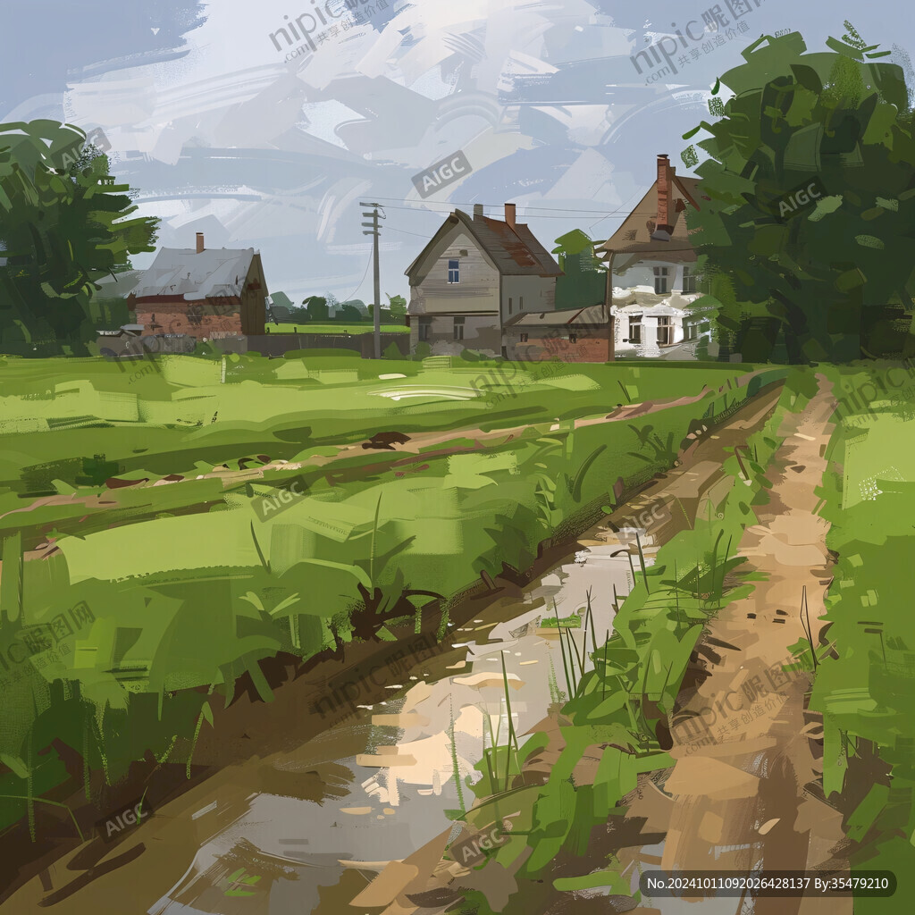 农村风景插画