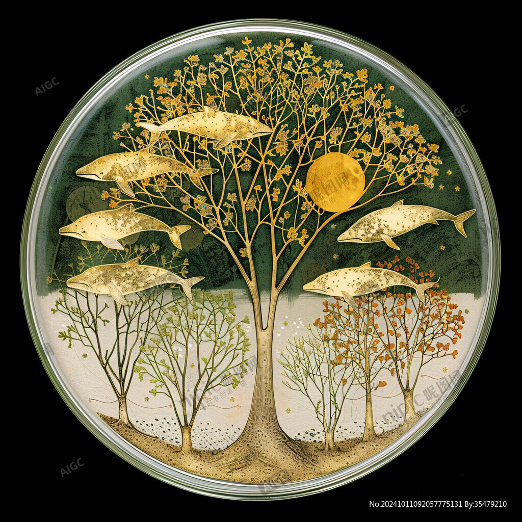 圆框画现代画金箔画