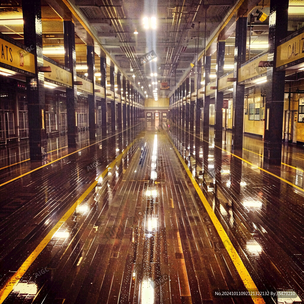 雨中车站月台