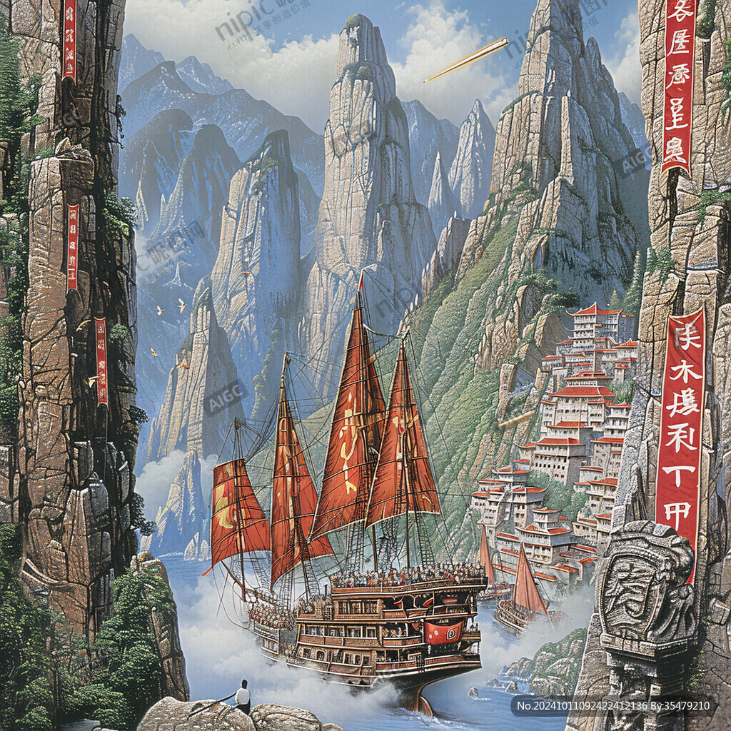瞿塘峡插画