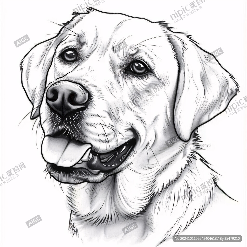 手绘素描狗狗