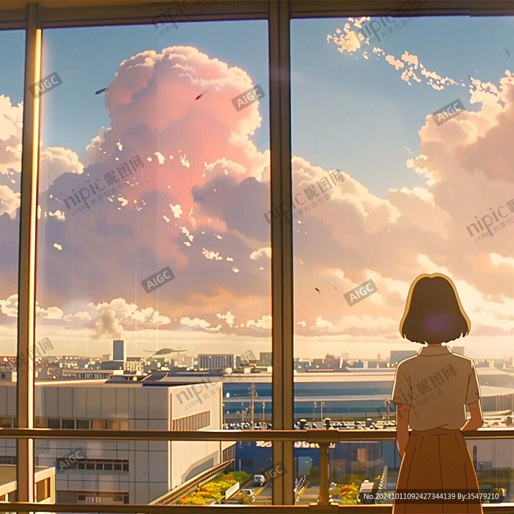 望着窗外的女生