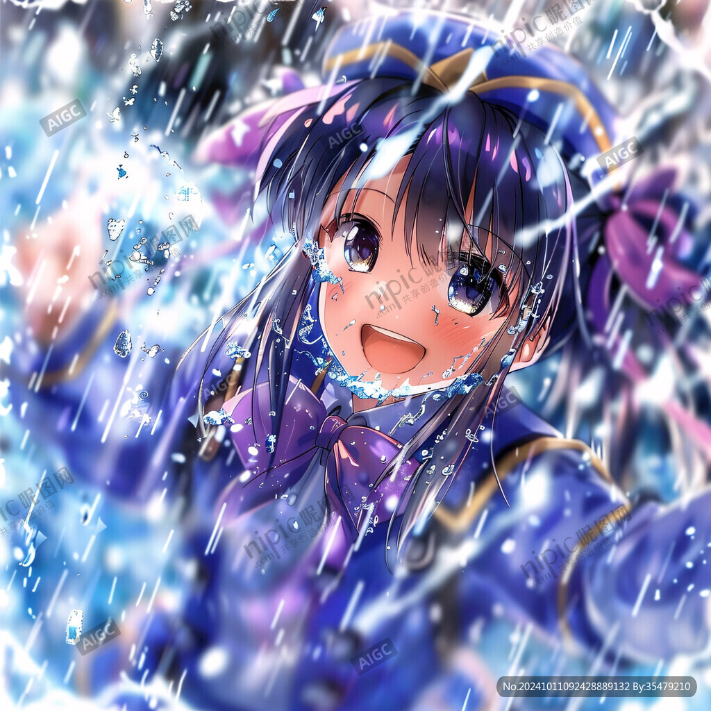 雨中撑伞的少女