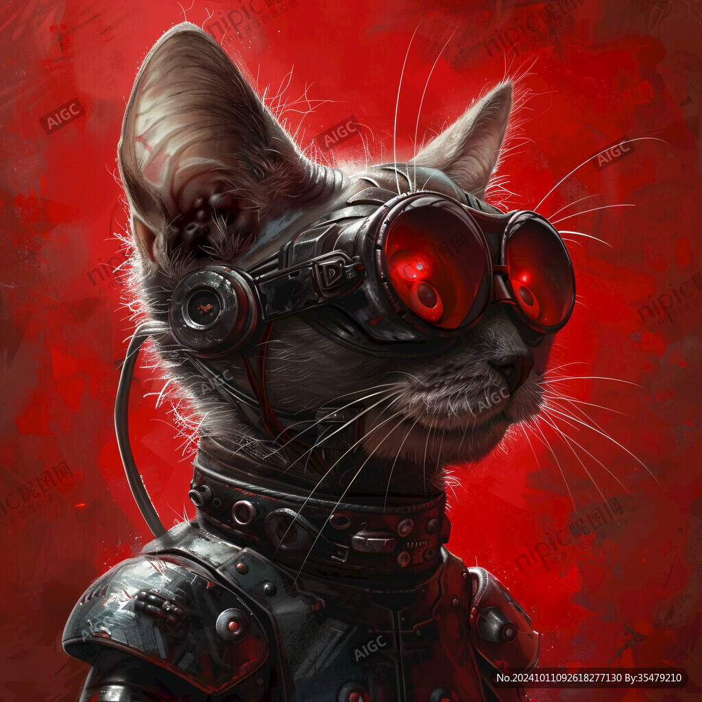 戴着蒸汽朋克护目镜的猫