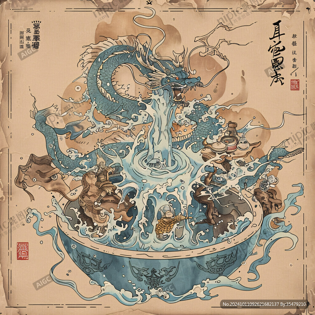 手绘国潮龙头