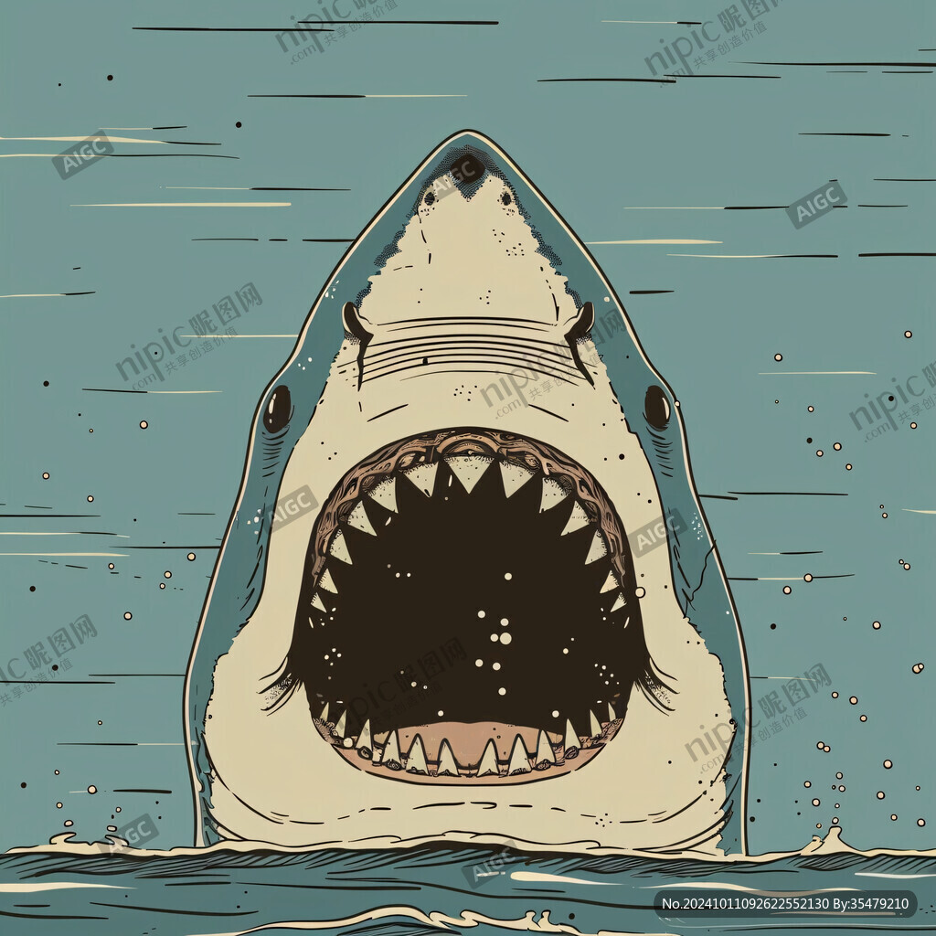 手绘快乐鲨鱼插画
