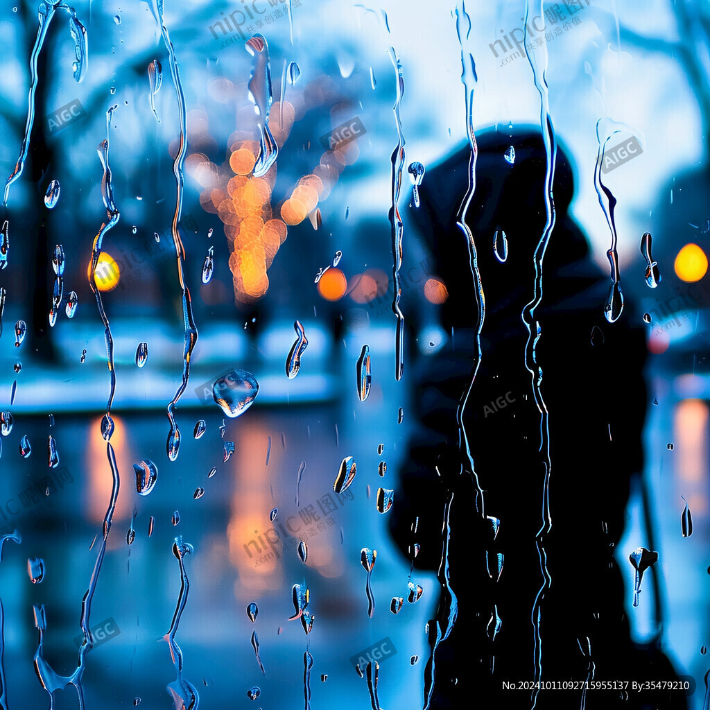 雨景水珠雨夜下雨天