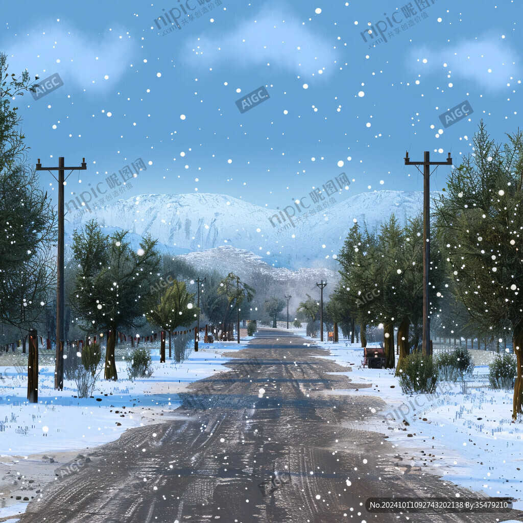 乡村雪景马路