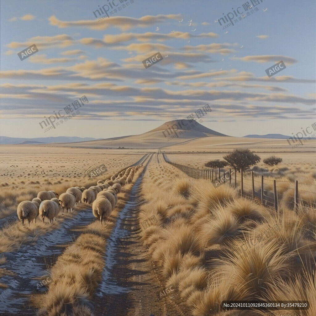 手绘梦幻羊风格装饰画