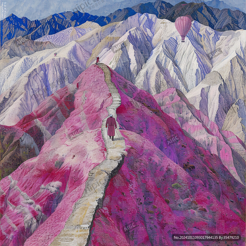 洛杉矶彩绘山水水墨画