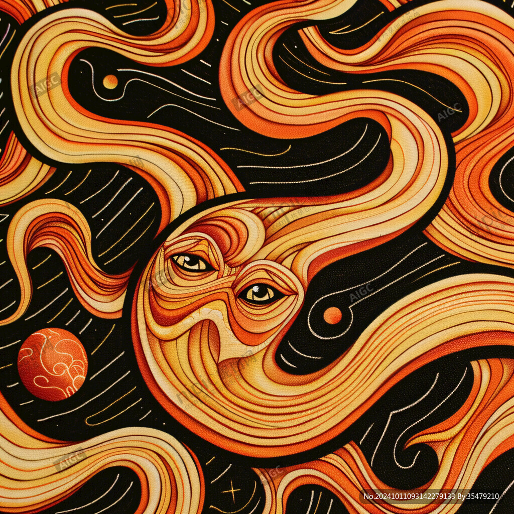 国潮云纹插画