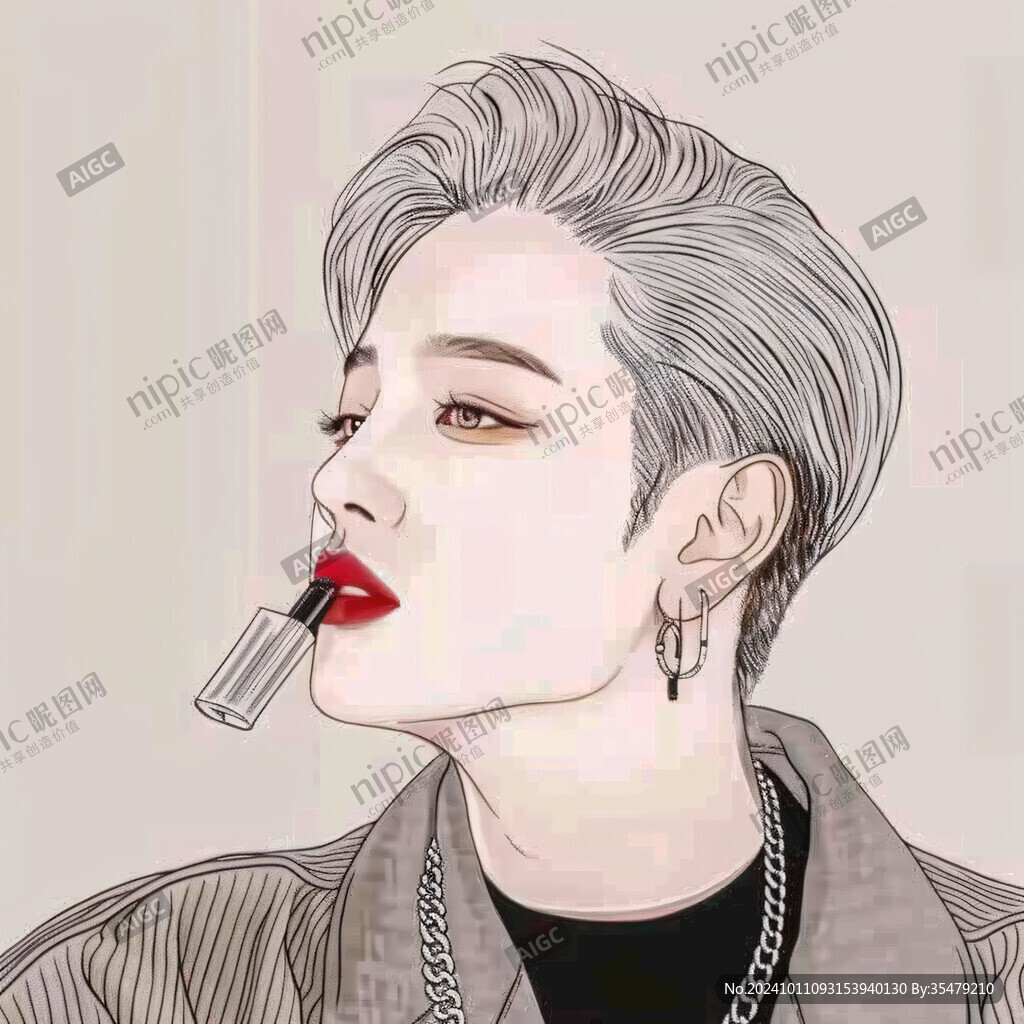 涂口红插画