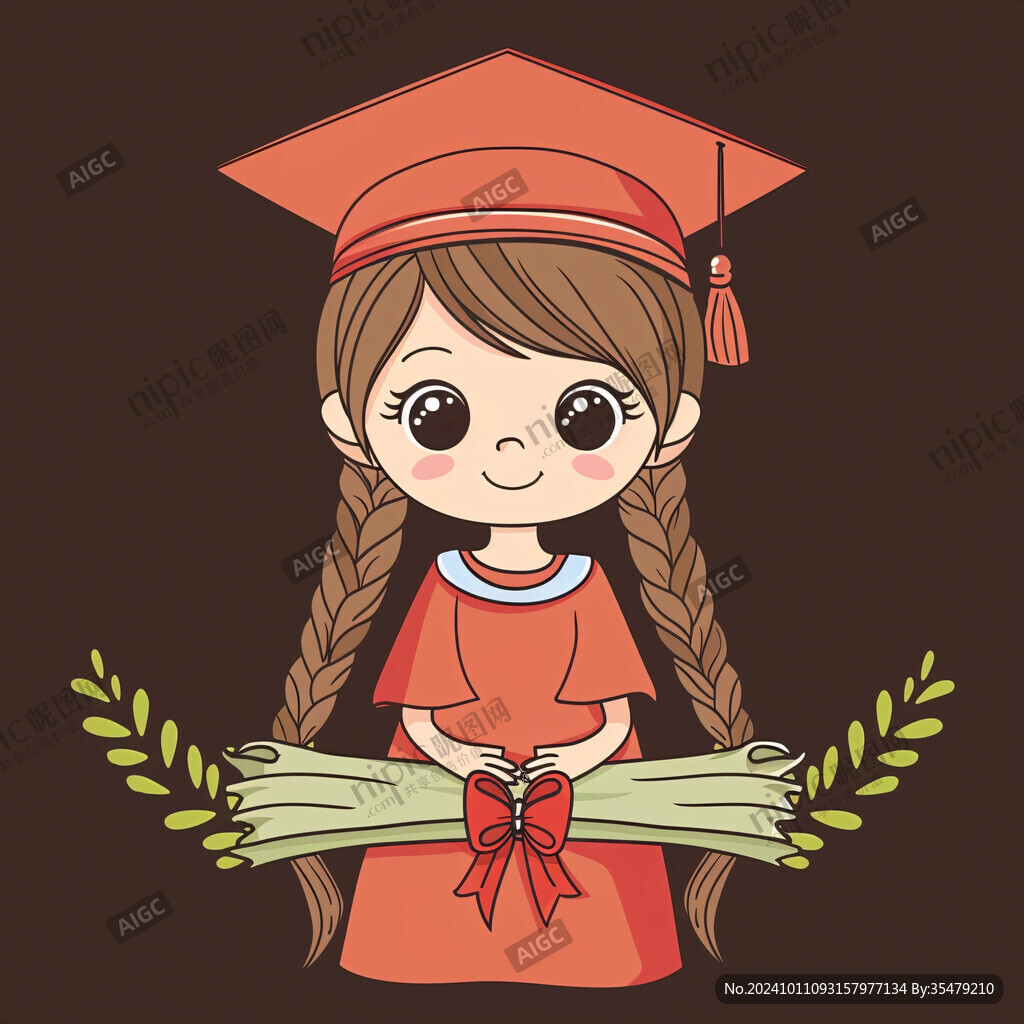 毕业生女博士插画