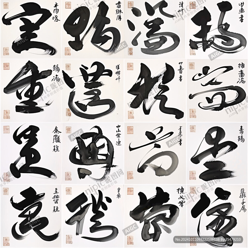 十大天书书法字