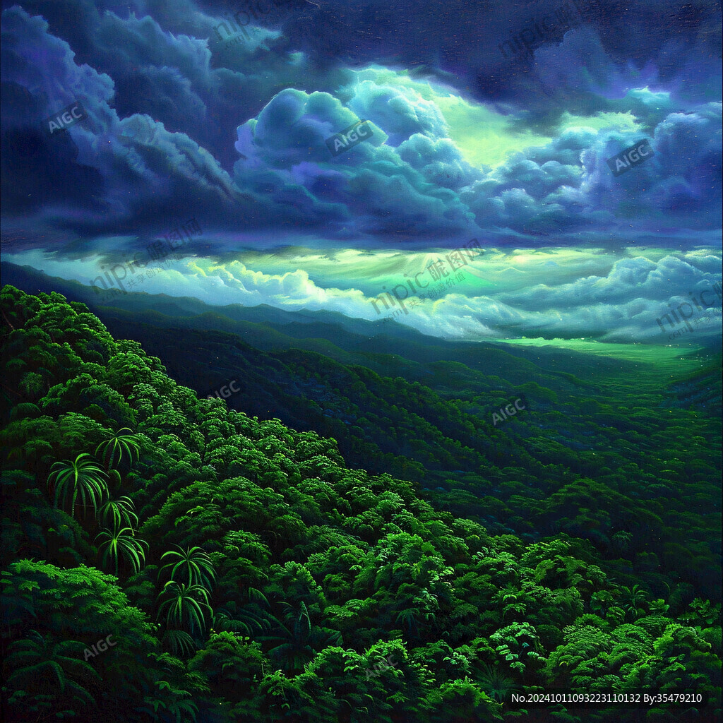 墨绿风景画