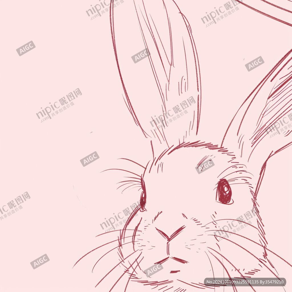 手绘兔子插画兔子