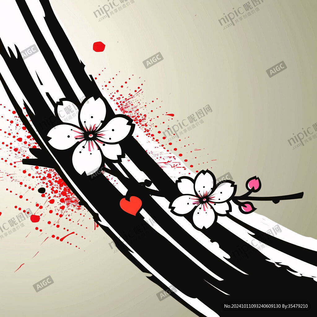 粉红色黑色梅花花纹