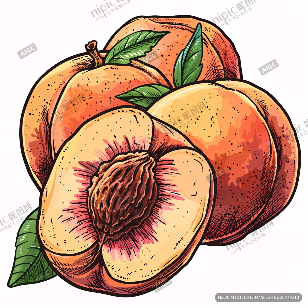 手绘桃子插画