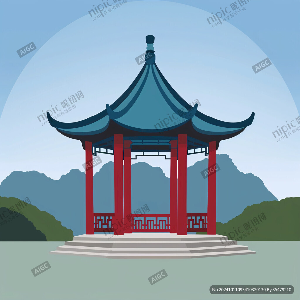 爱晚亭城市插画素材