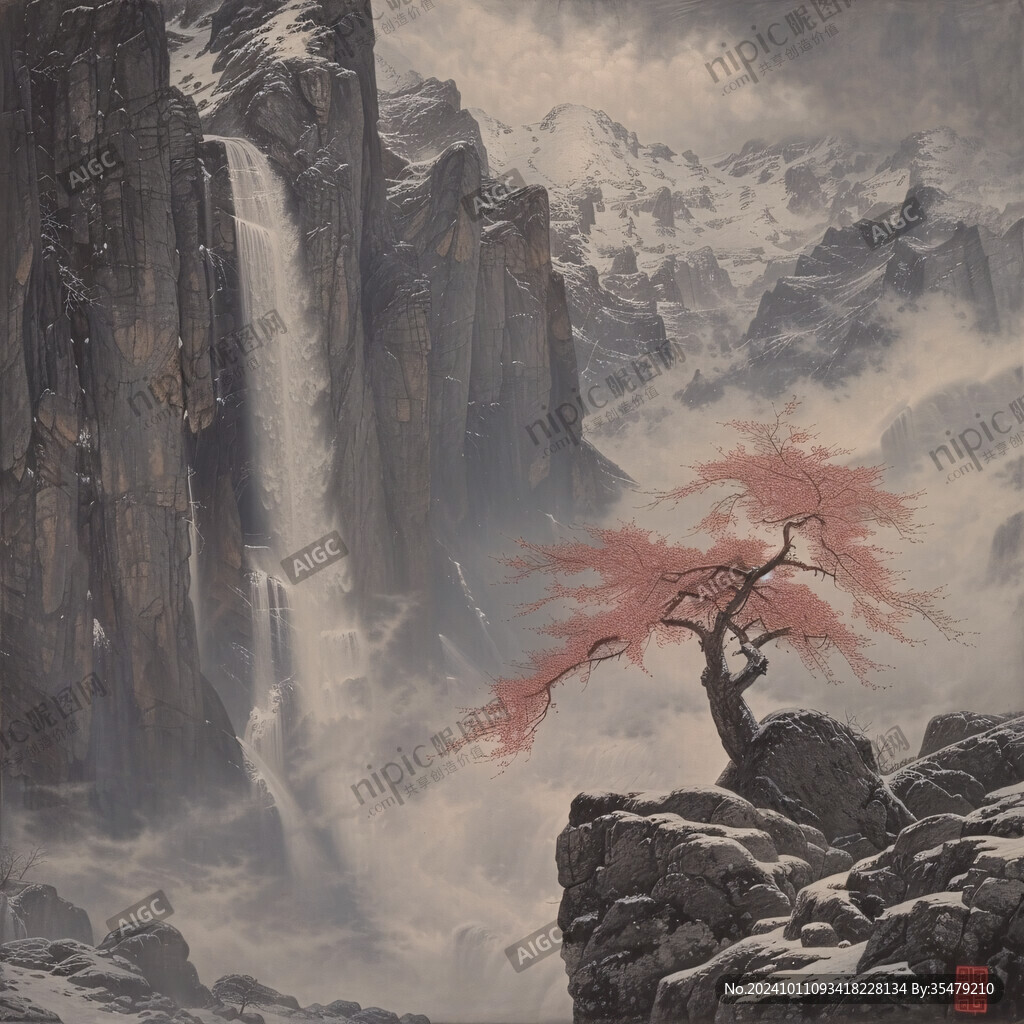 迎客松背景装饰画