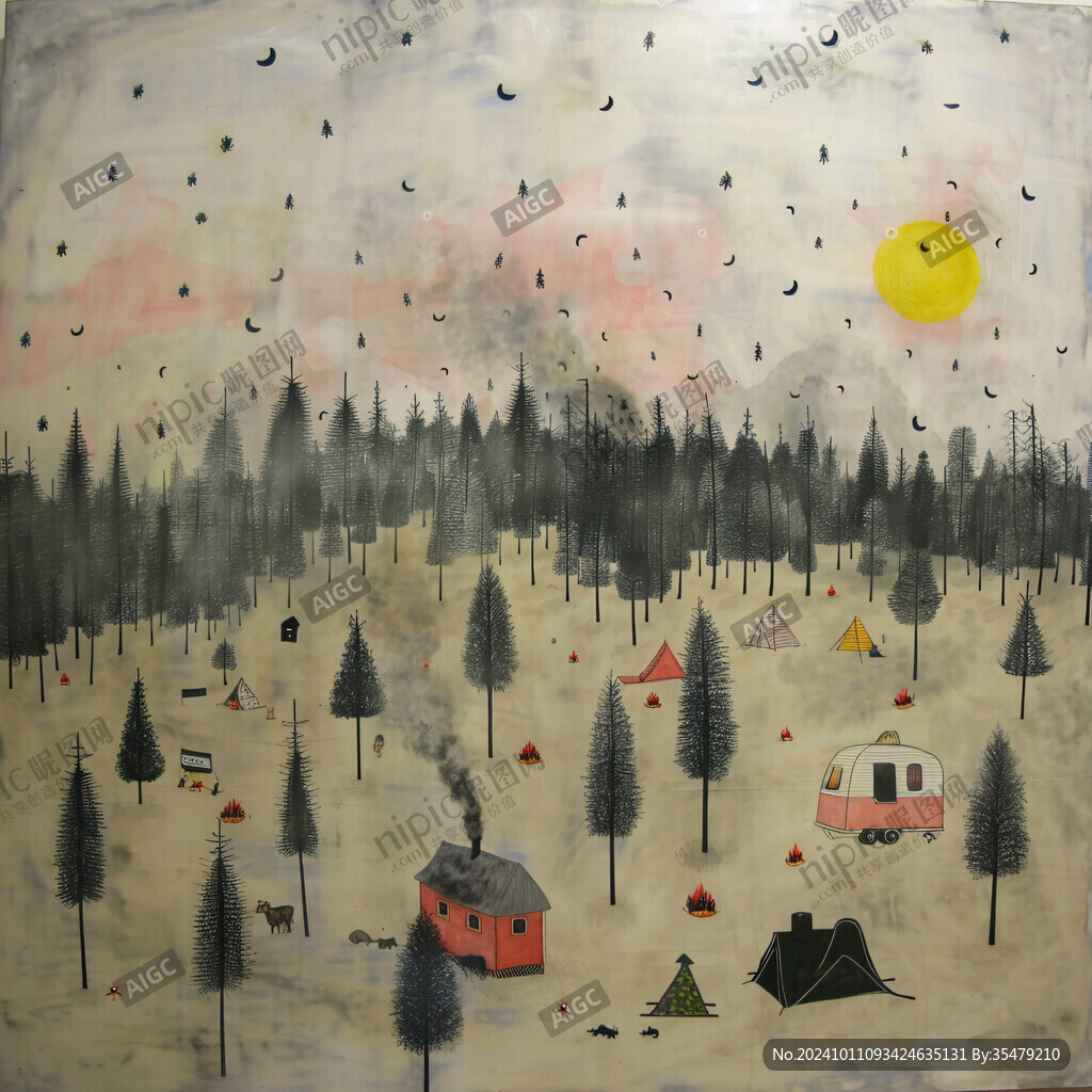 雪景粉笔画