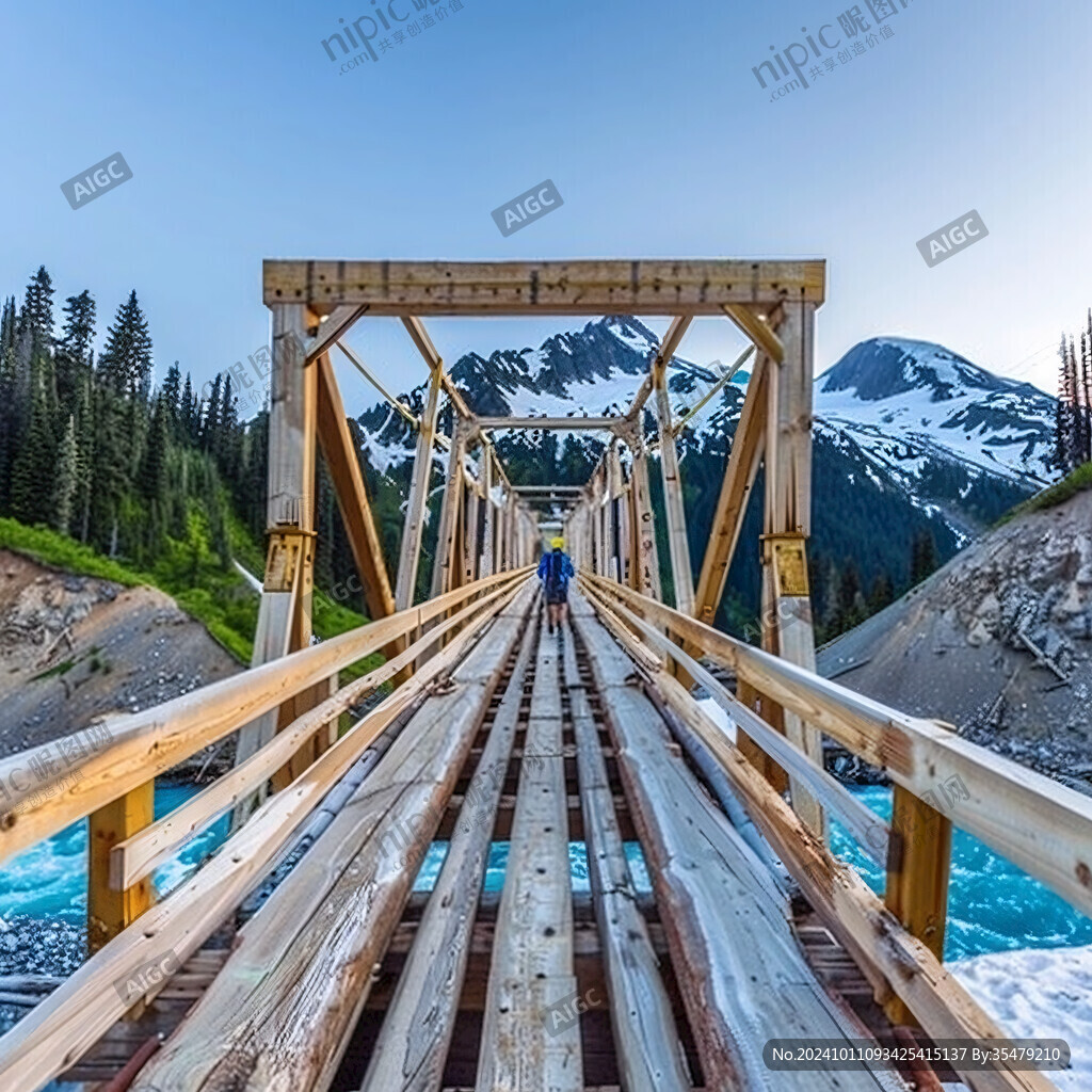 雪山桥梁图